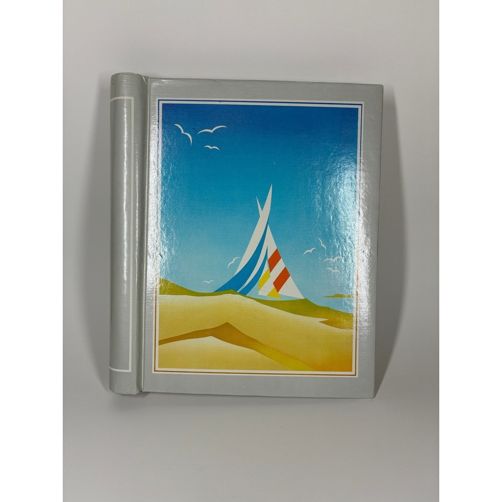 Vintage Nautical Sailboat Beach Scene Large Photo Album Retro 80s 90s Taiwan